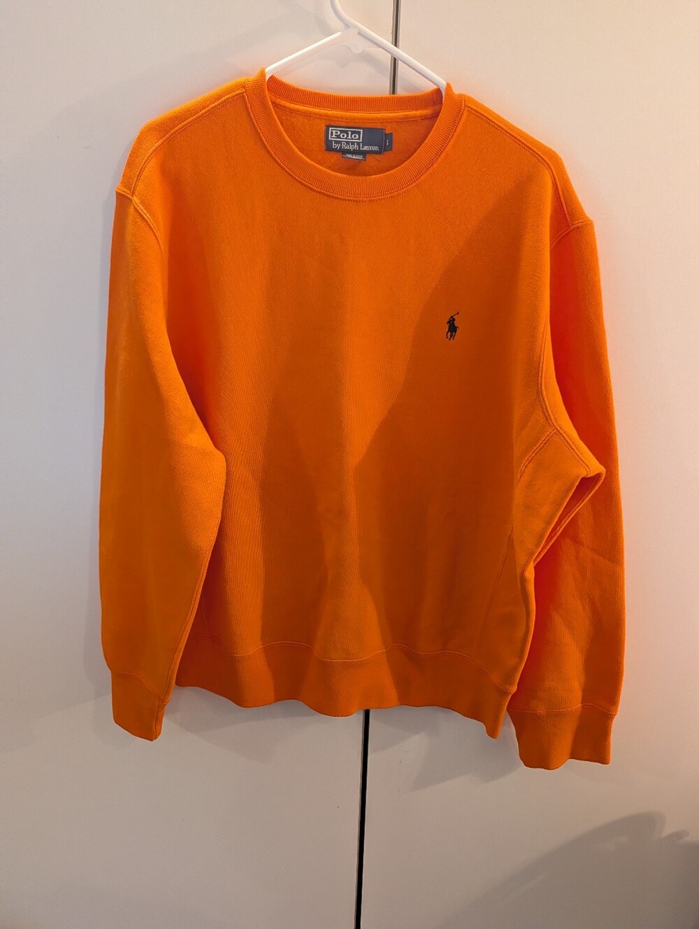 Polo by Ralph Lauren Bright Orange Crewneck Sweatshirt Mens Large